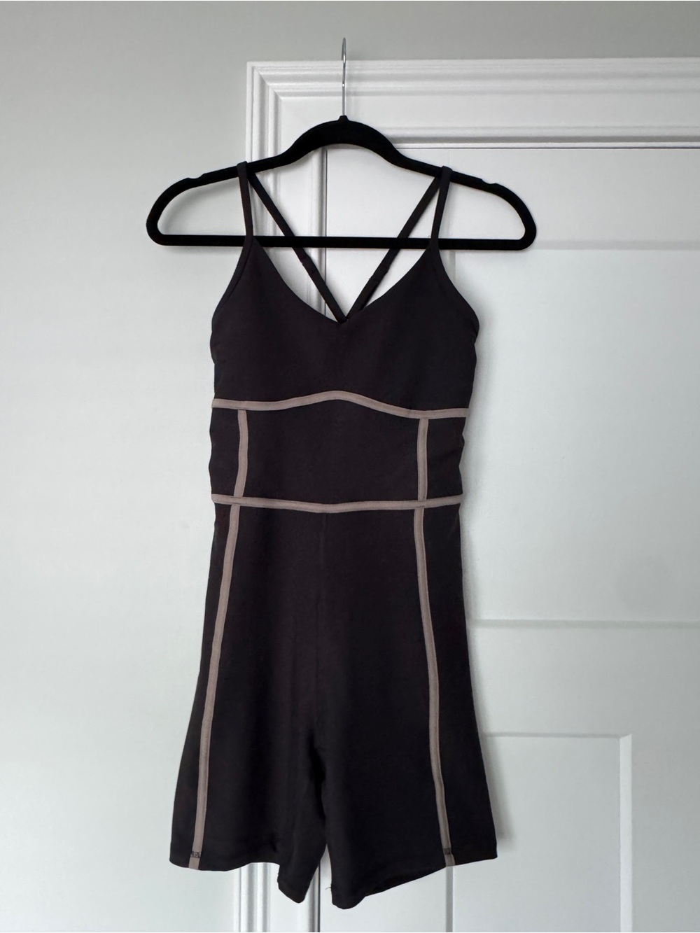 Abercrombie & Fitch Black Romper with Taupe Trim